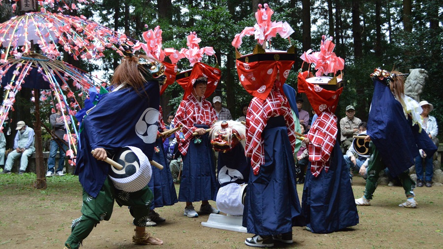 下福田  熊野神社  ささら獅子舞奉納（天王さま・夏の祭典）のサムネイル画像